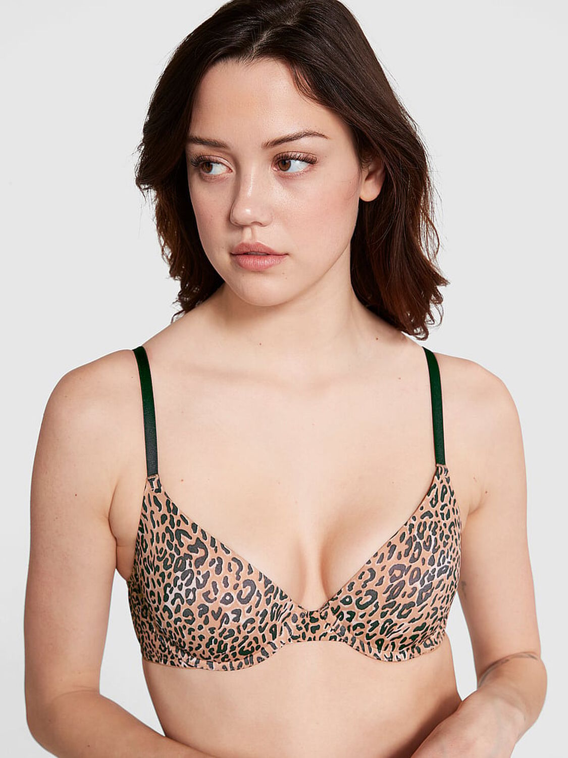 vs Pink Wear Everywhere Wear Everywhere Push-Up Bra Praline Leopard Print 1 of 3 