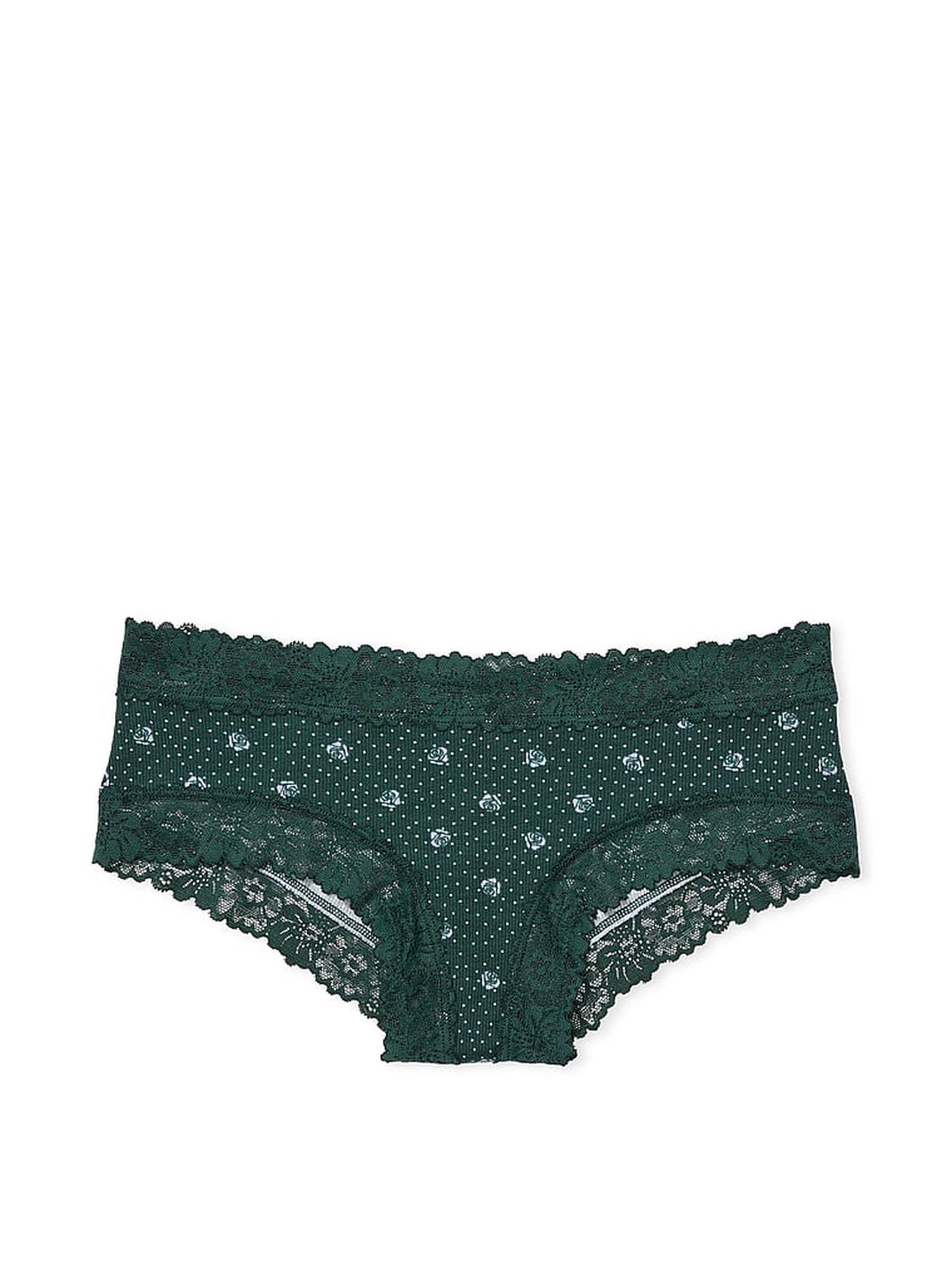 vs Pink Wink Lace-Trim Cheeky Panty Green Floral Print 3 of 3 