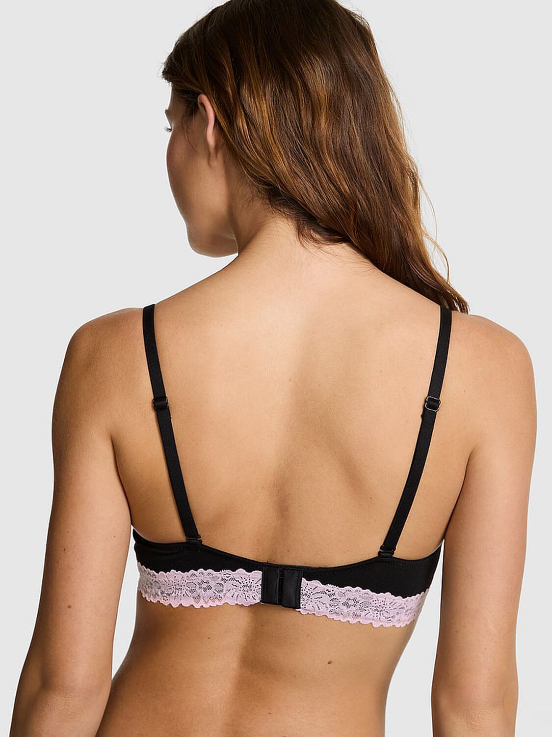 vs Pink Wear Everywhere Wear Everywhere&trade; Push-Up Bra Black Lace Trim 2 of 4 