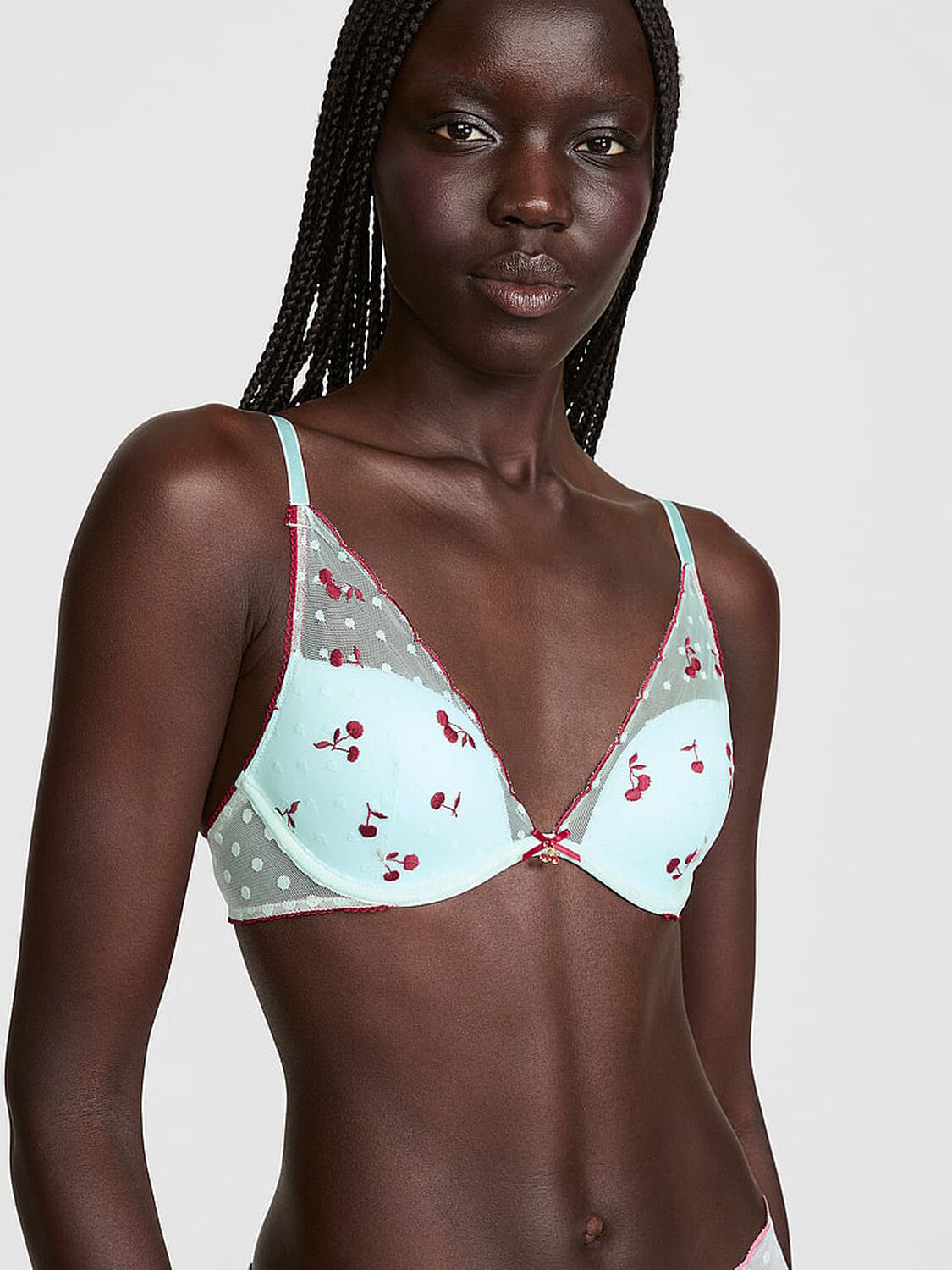 vs Pink PINK Wink&trade; Lightly Lined Plunge Bra Spray Blue 1 of 3 