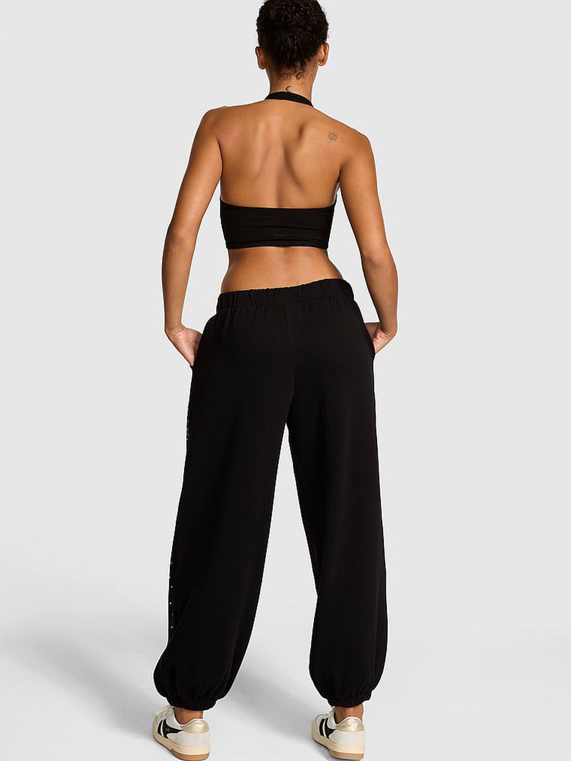 vs Pink Ivy Fleece Oversized Sweatpants Pure Black Studs 2 of 3 
