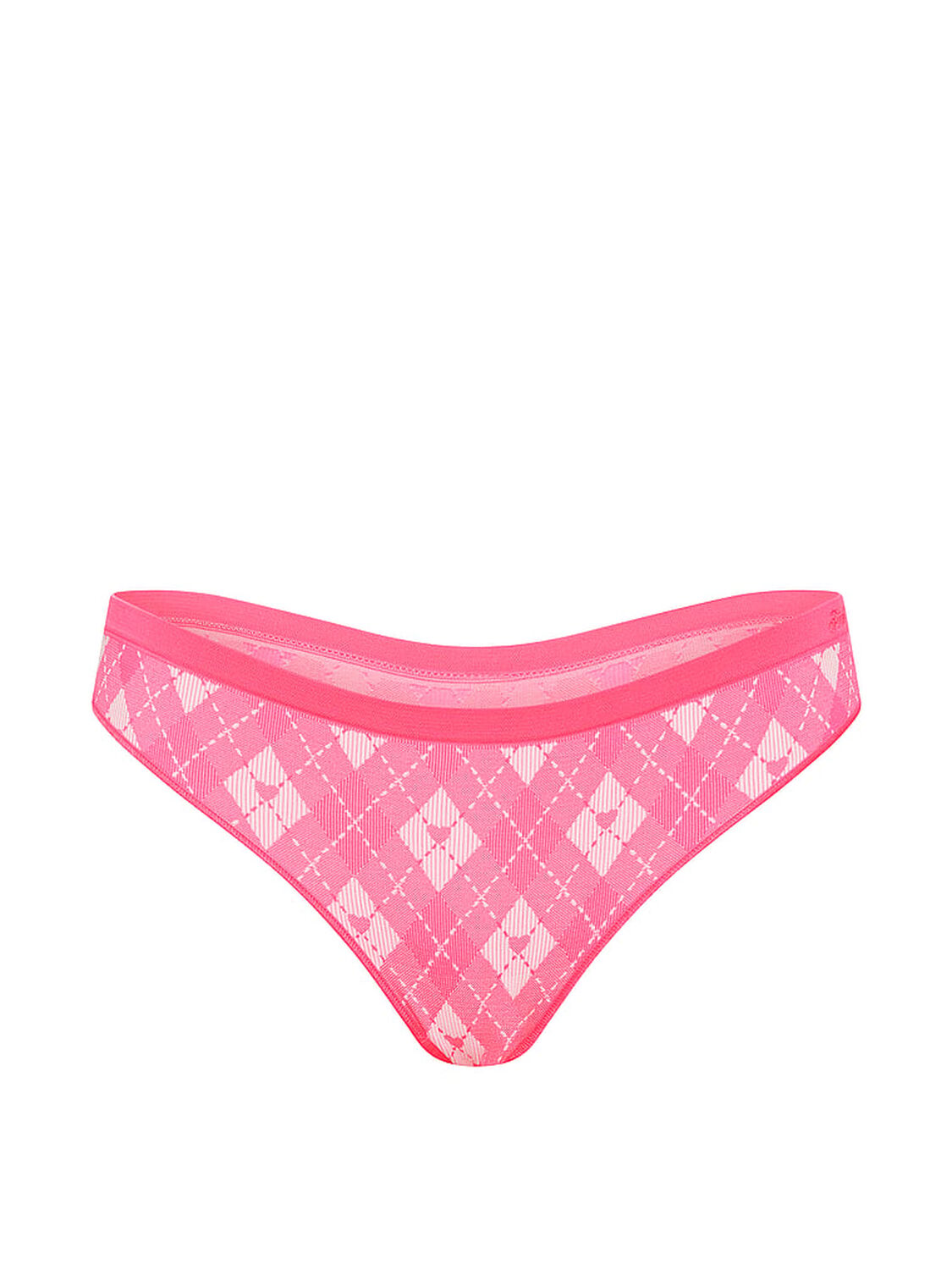 vs Pink Seamless Thong Panty Fall For Me Pink Argyle 3 of 3 