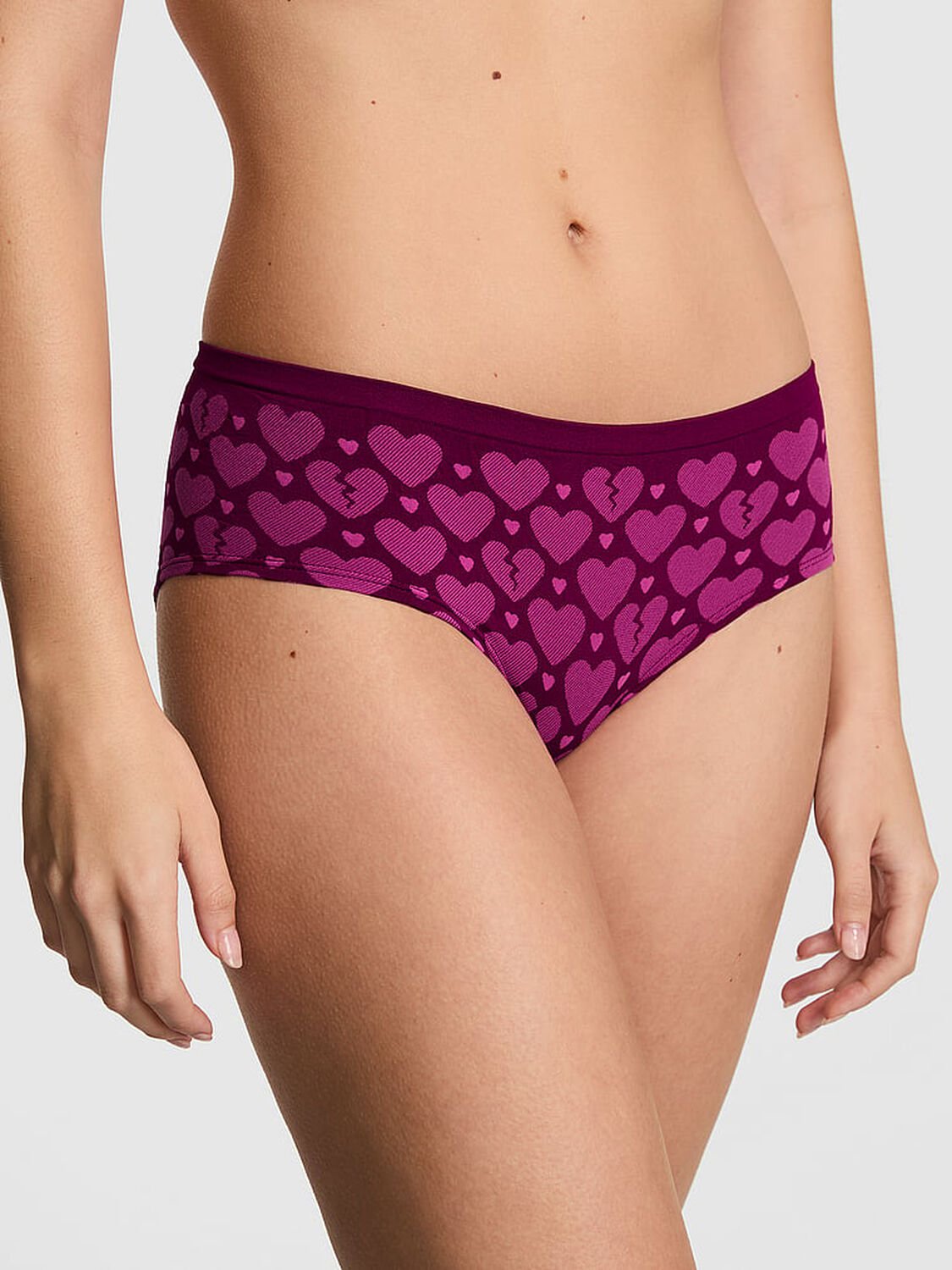 vs Pink Seamless Hiphugger Panty Magenta Rose Broken Heart 1 of 3 