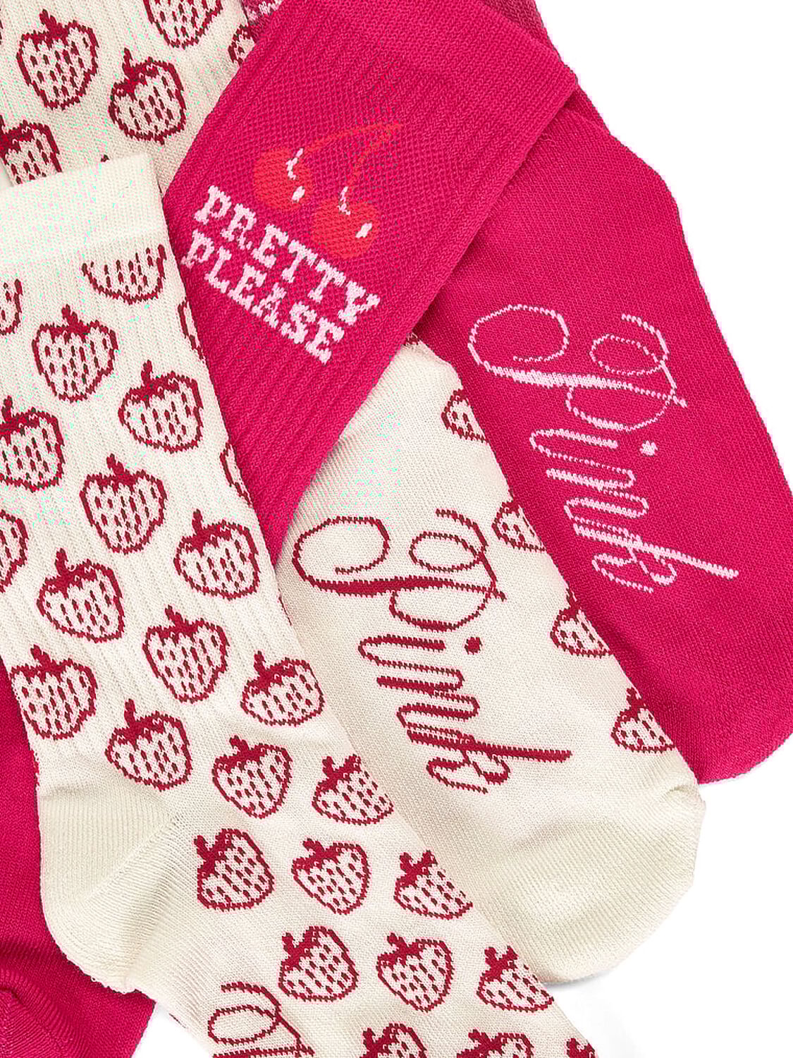 vs Pink 2-Pack Crew Socks Pink Twirl Strawberry 2 of 2 