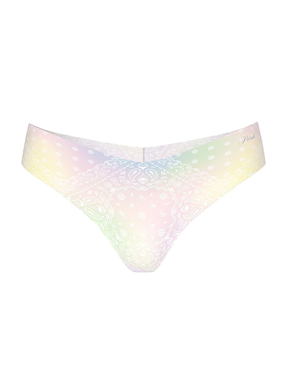 vs Pink No-Show Thong Panty Bandana Dye Effect Pink And Yellow 3 of 4 