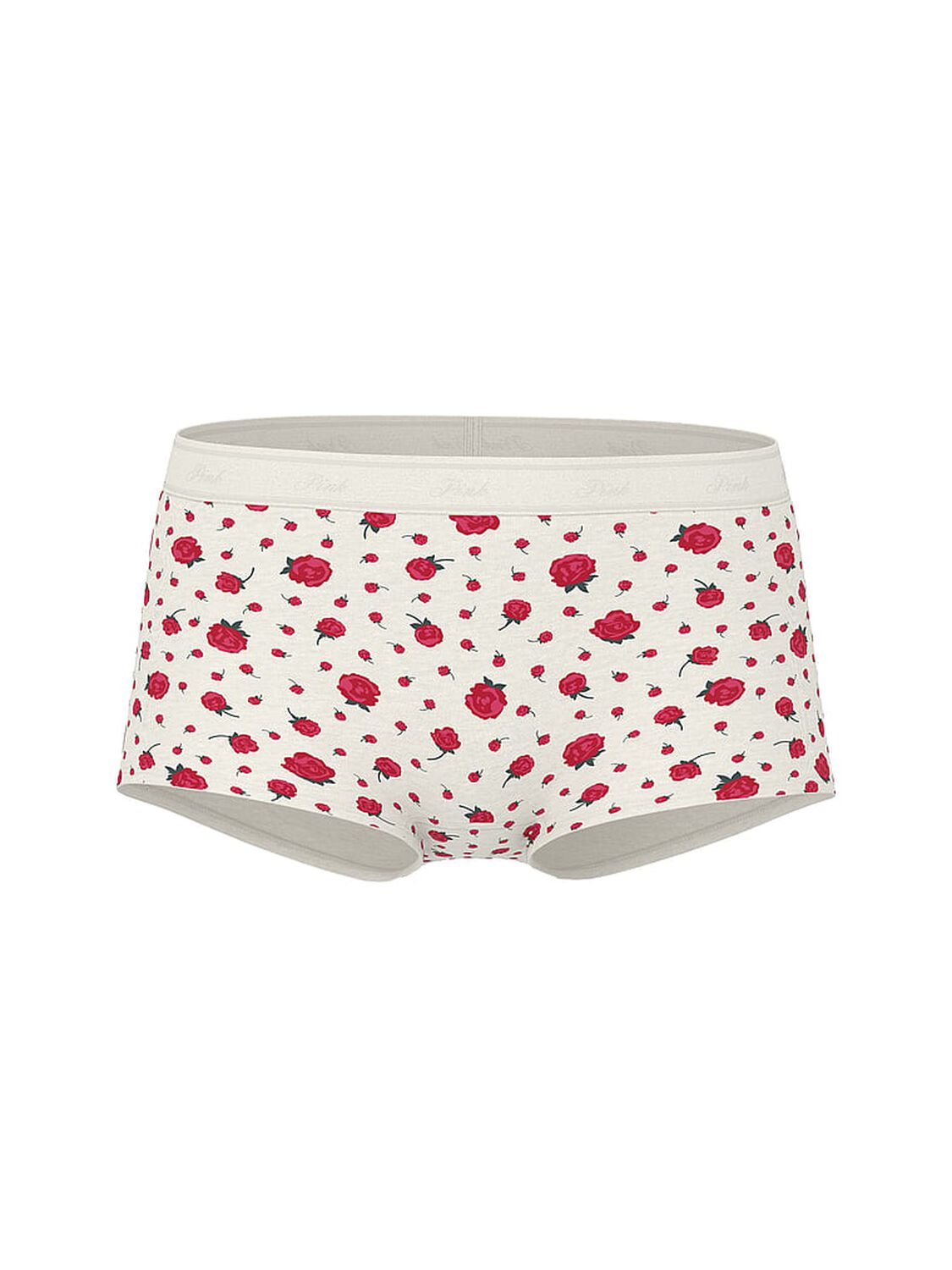 vs Pink Logo Cotton Boyshort Panty Winter White Rose Floral Print 3 of 3 