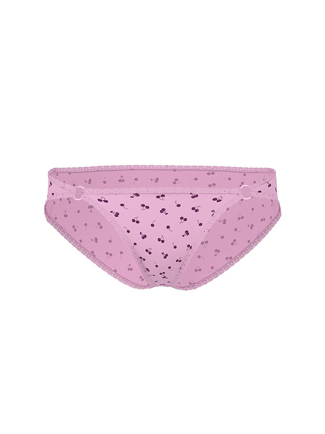 vs Pink Cotton Lace-Trim Low-Rise Cheeky Panty Hushed Lilac Cherry  With Purple Lace 3 of 4 