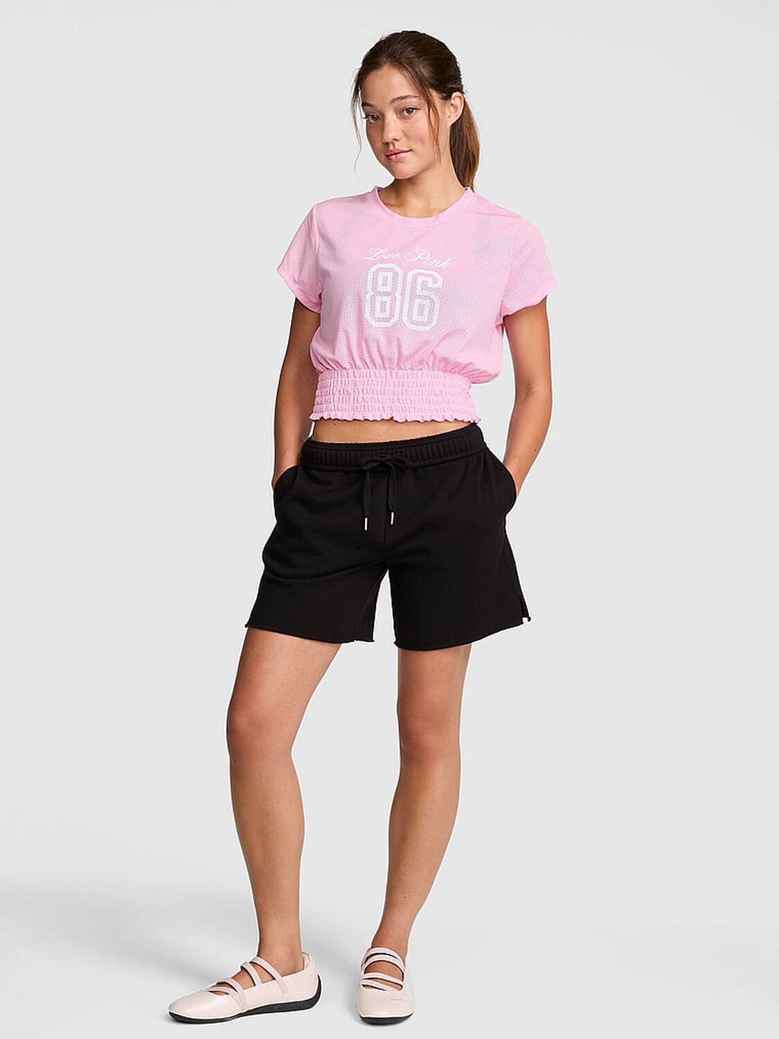 vs Pink Campus Fleece&trade; Shorts Pure Black 1 of 3 