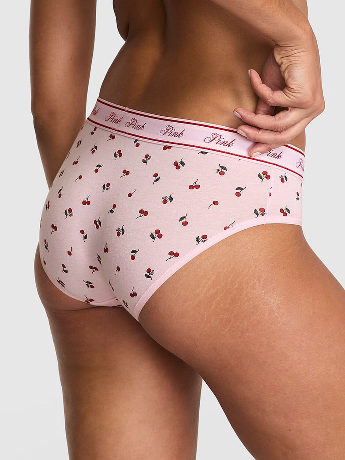 vs Pink Logo Cotton Hiphugger Panty Pink Tulip Cherry Print 2 of 2 