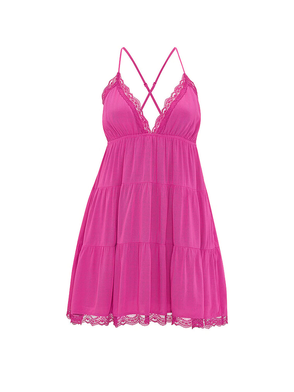 vs Pink Flirt Alert Tiered Mini Dress Pink Fire 3 of 3 