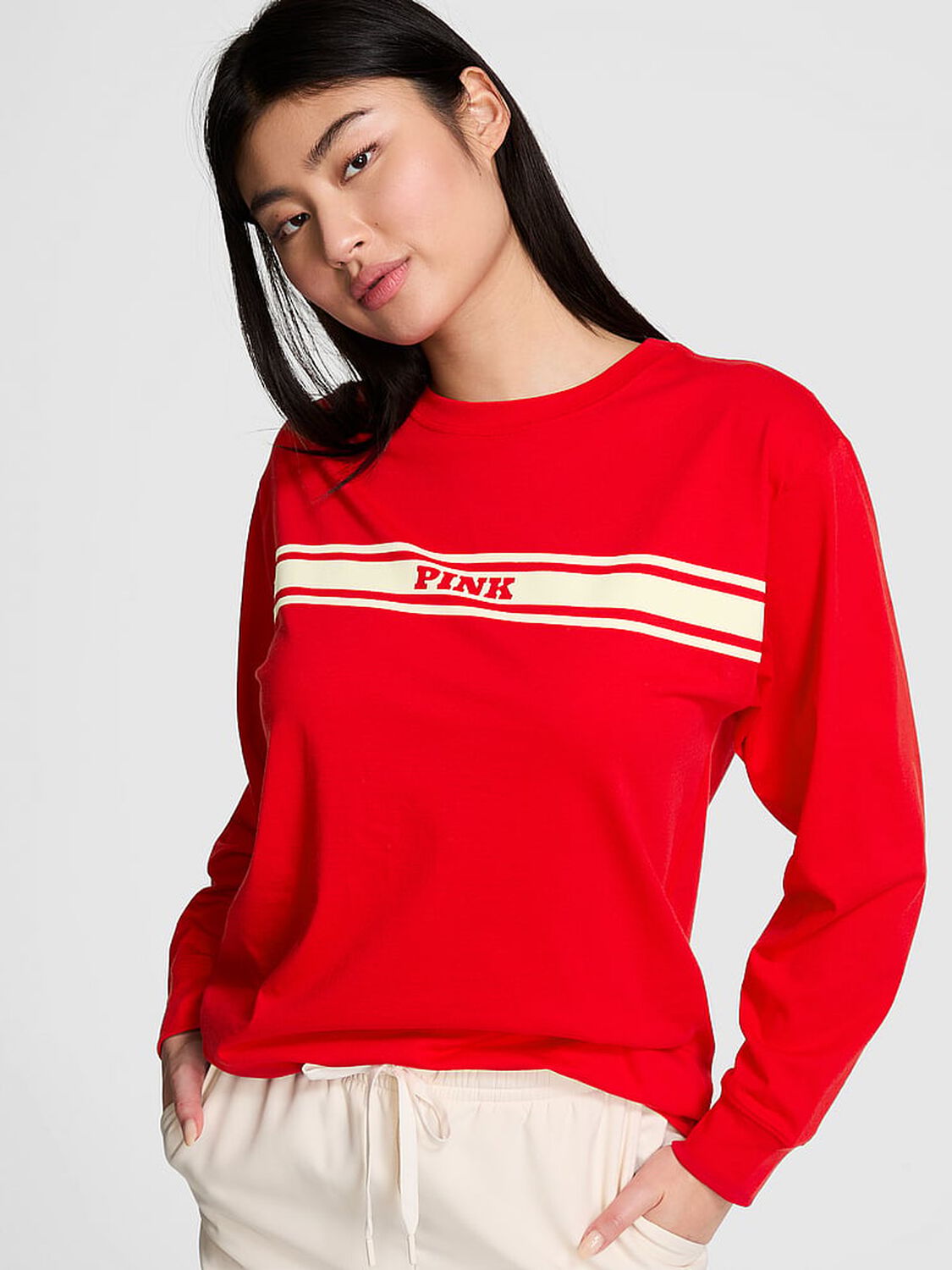 vs Pink Campus Cotton Long-Sleeve Tee 1 of 3 