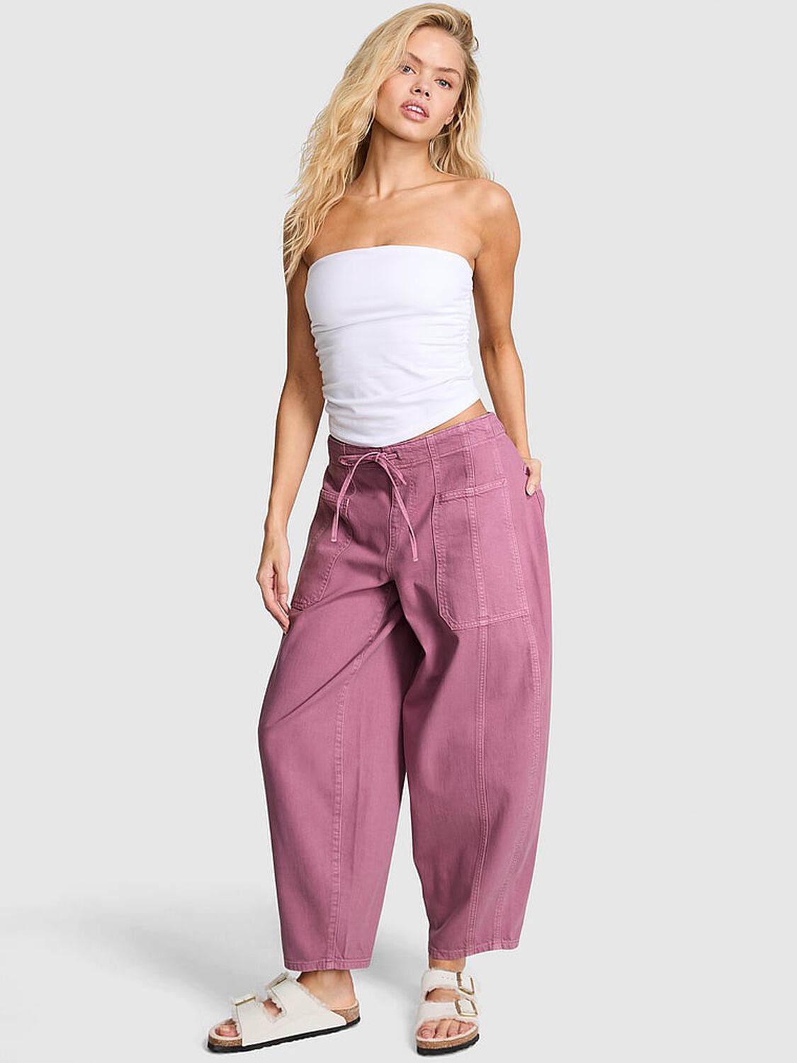 vs Pink Take It Easy Pull-On Barrel Pants Thistle 1 of 3 