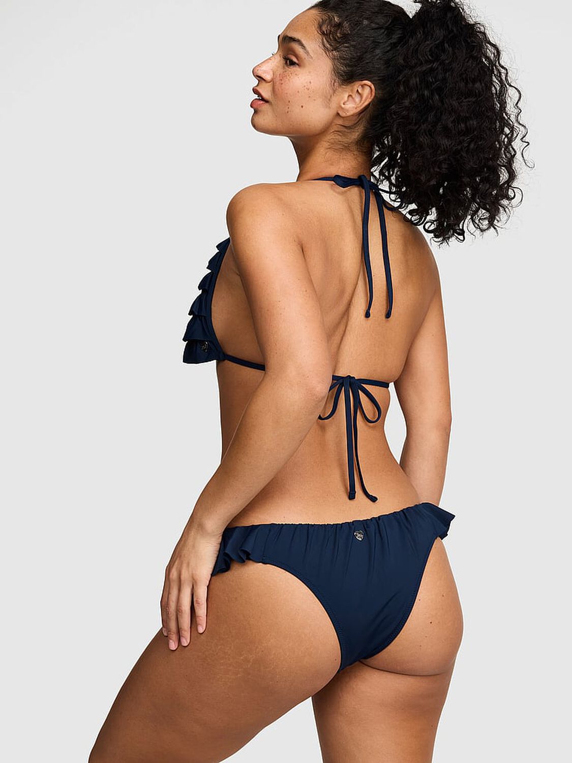 vs Swim Ruﬄe Triangle Bikini Top Noir Navy 2 of 3 