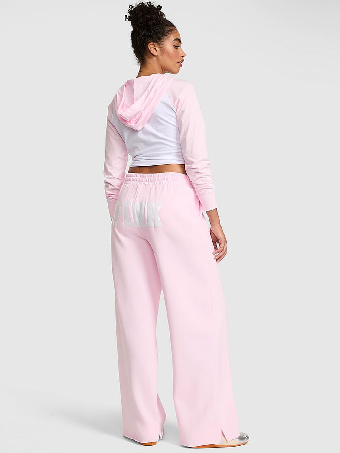 vs Pink Campus Fleece&trade; Wide-Leg Split-Hem Sweatpants Pink Tulip 2 of 3 
