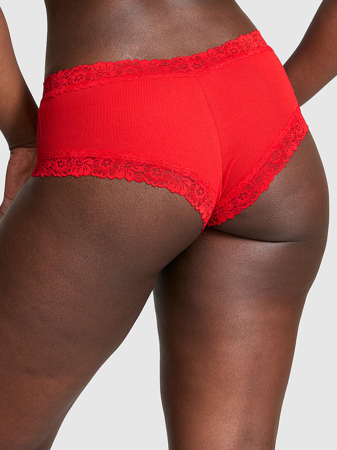 vs Pink Wink Lace-Trim Cheeky Panty Bright Vermillion 2 of 3 