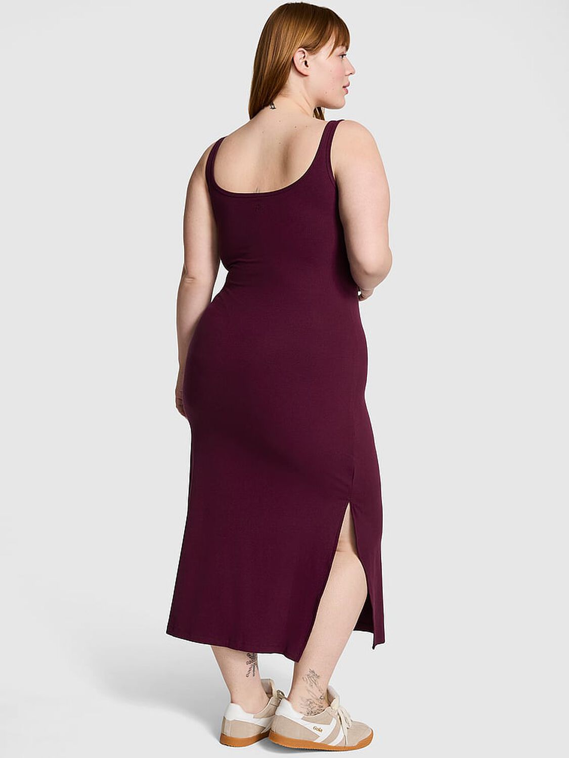 vs Pink All-Day Soft Ribbed Bodycon Midi Dress Wild Rose 2 of 2 