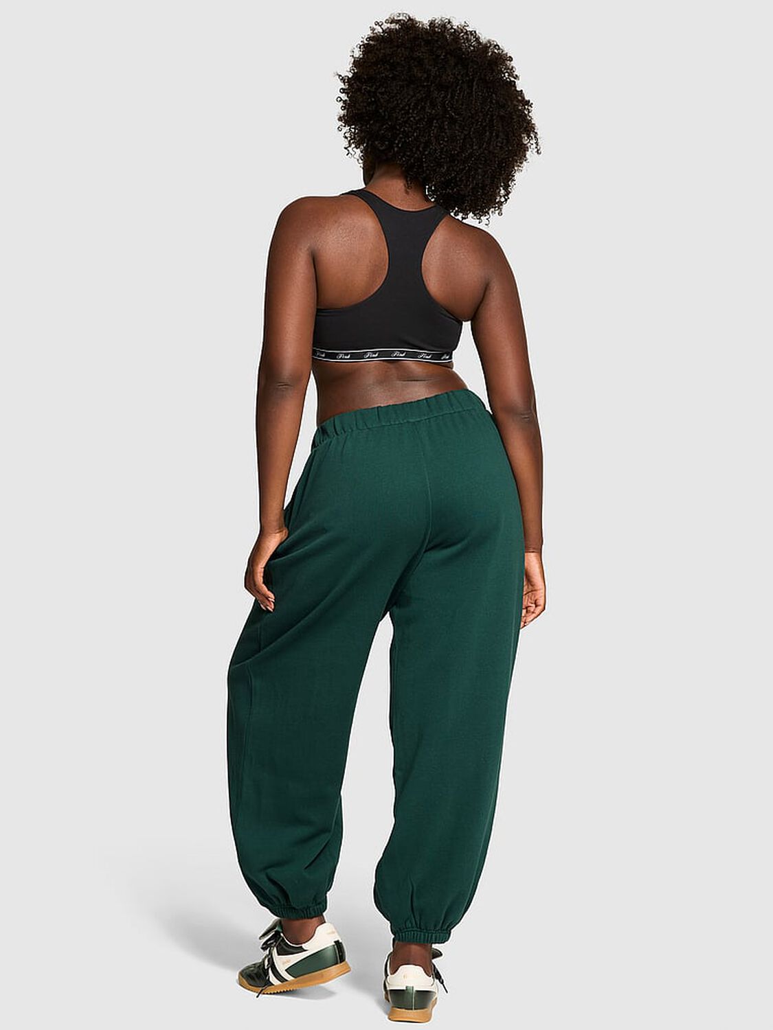 vs Pink Ivy Fleece Oversized Sweatpants Deep Forest 2 of 2 