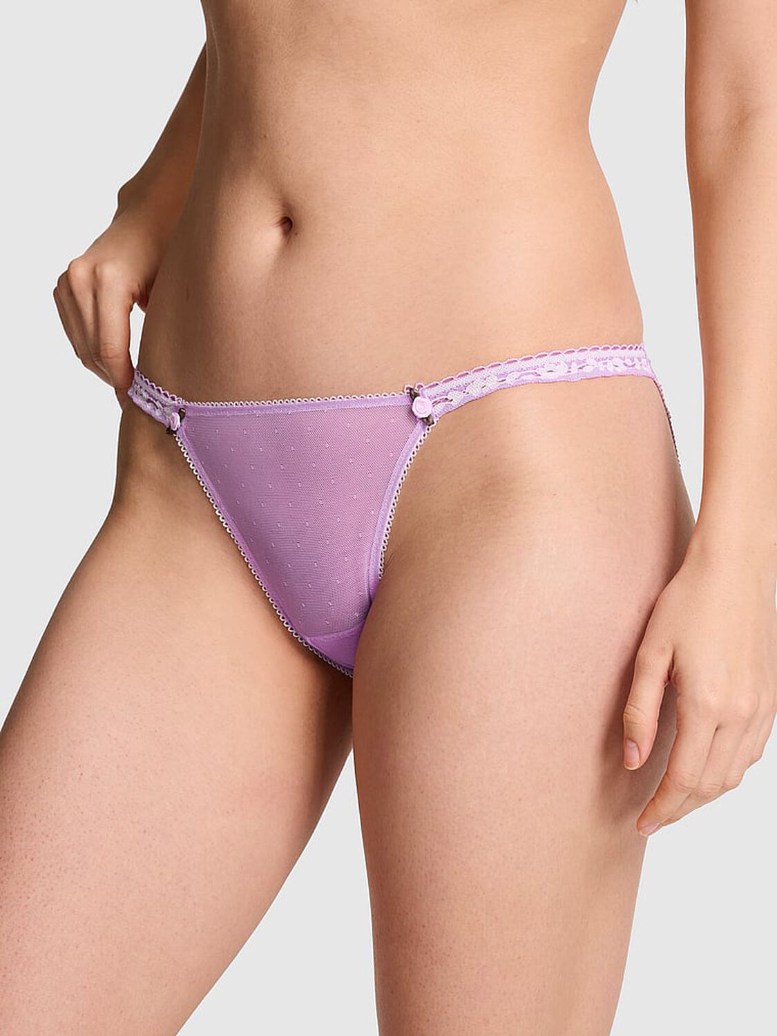 vs Pink Lace String Bikini Panty Light Lilac 1 of 3 