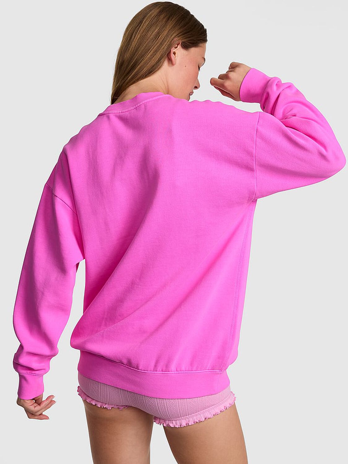 vs Pink Campus Fleece&trade; Oversized Crew Sweatshirt Pink Berry 2 of 3 