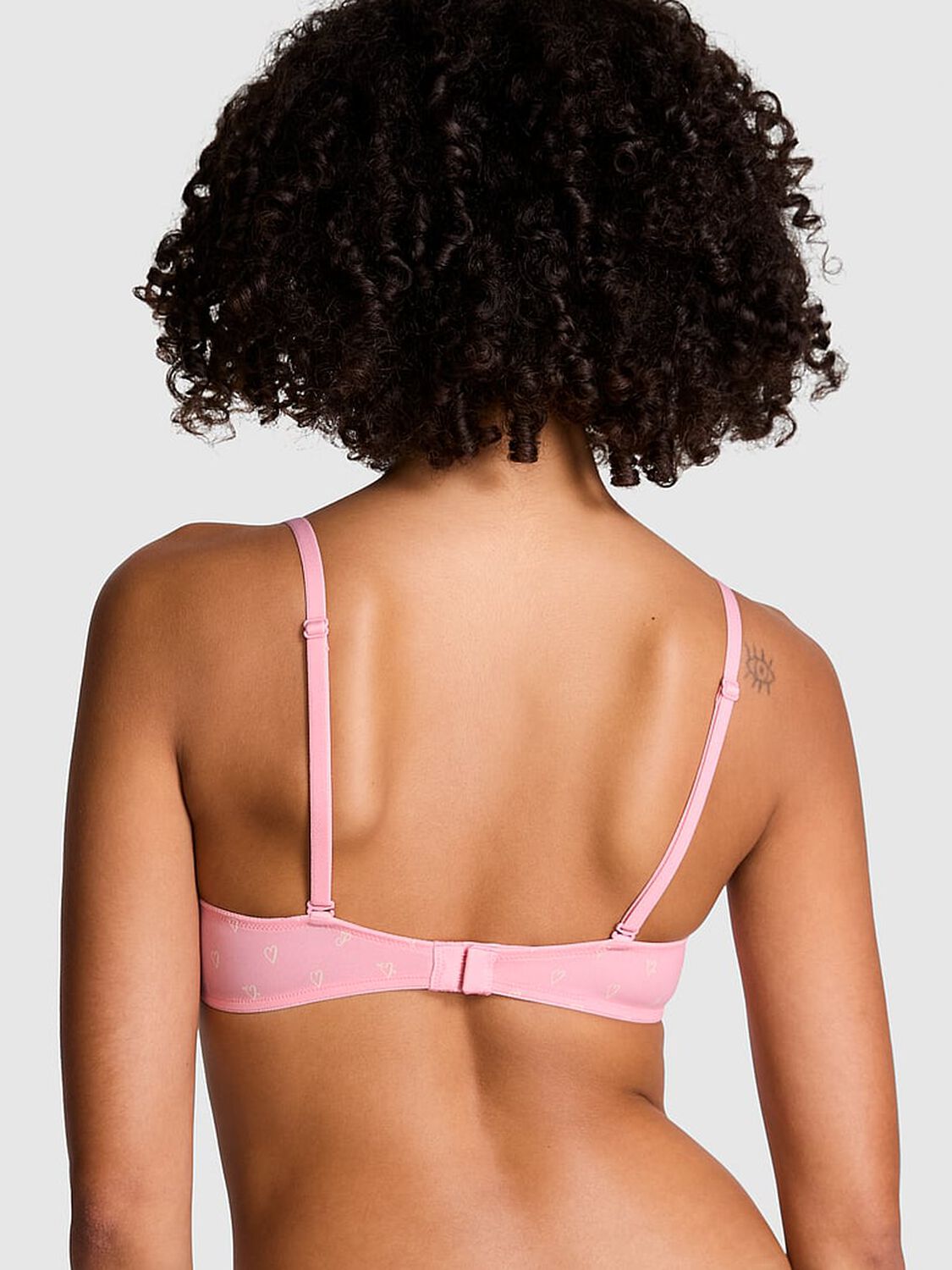 vs Pink Wear Everywhere Wear Everywhere Lightly Lined Wireless Bra Petal Pink Heart Print 2 of 3 
