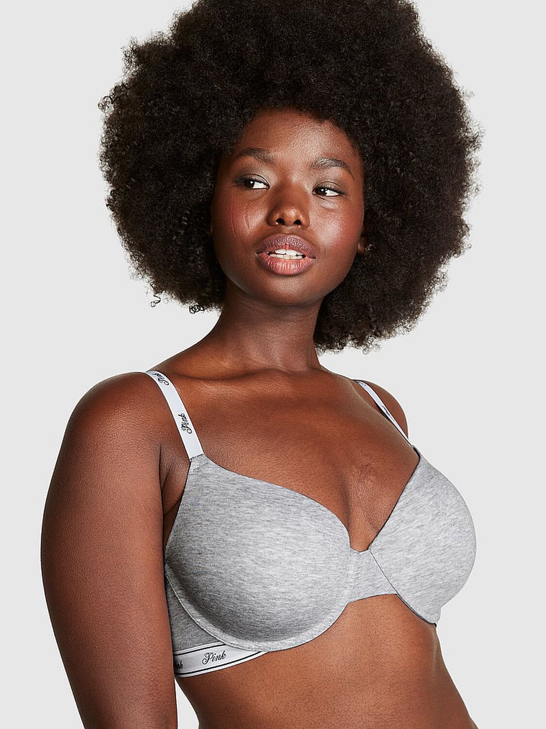 vs Pink Wear Everywhere Wear Everywhere Lightly Lined T-Shirt Bra Medium Heather Grey 1 of 3 