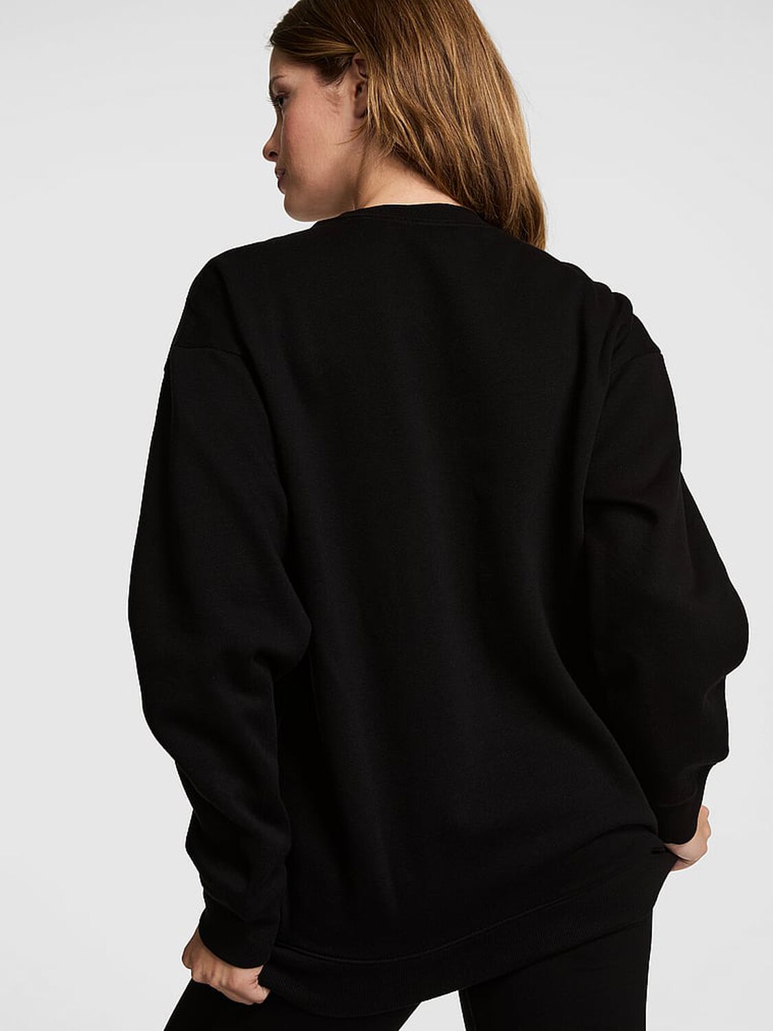 vs Pink Campus Fleece&trade; Oversized Crew Sweatshirt Pure Black Spring 2 of 4 