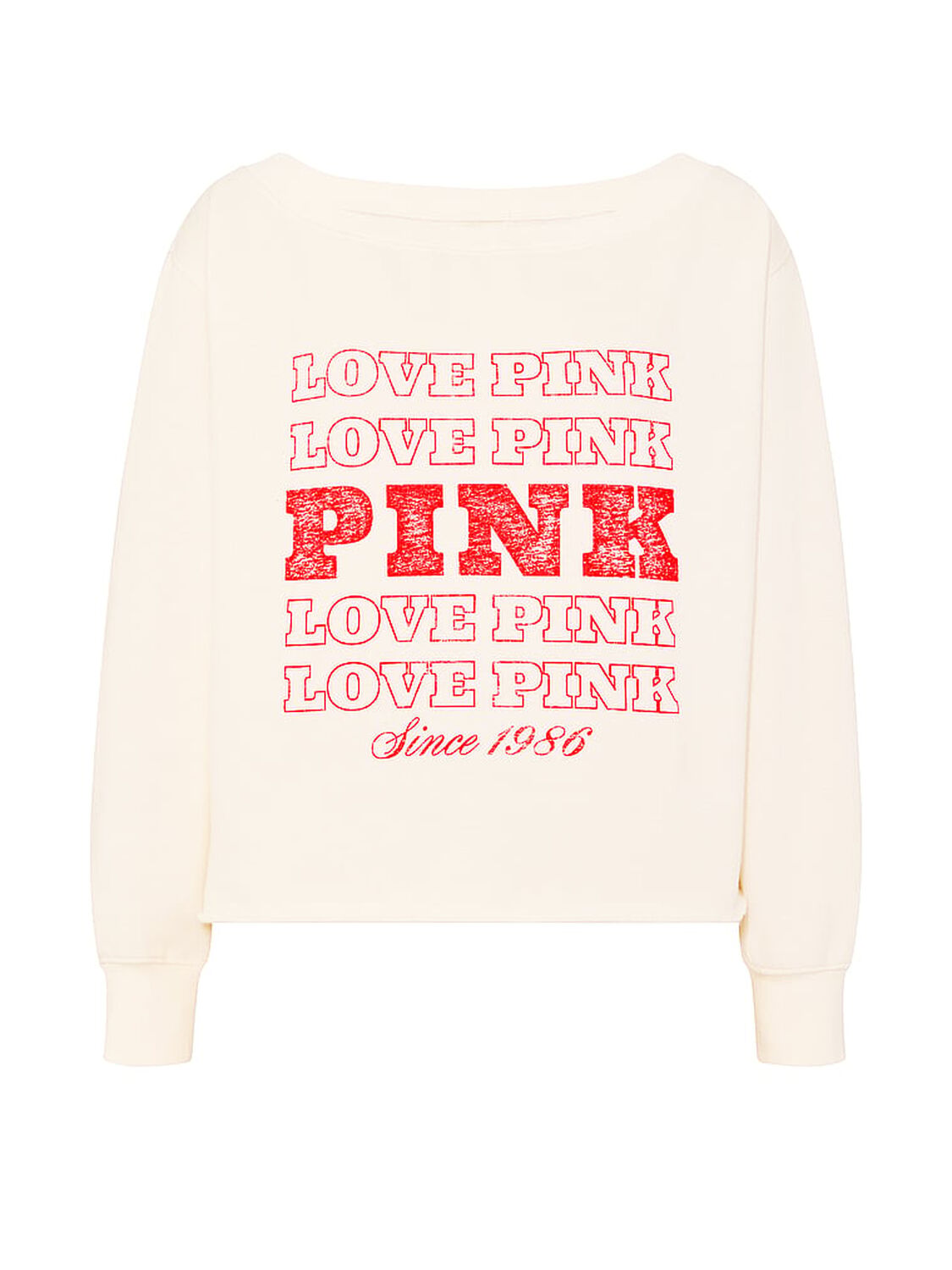 vs Pink Campus Fleece&trade; Rib Off-The-Shoulder Sweatshirt Winter White 3 of 4 