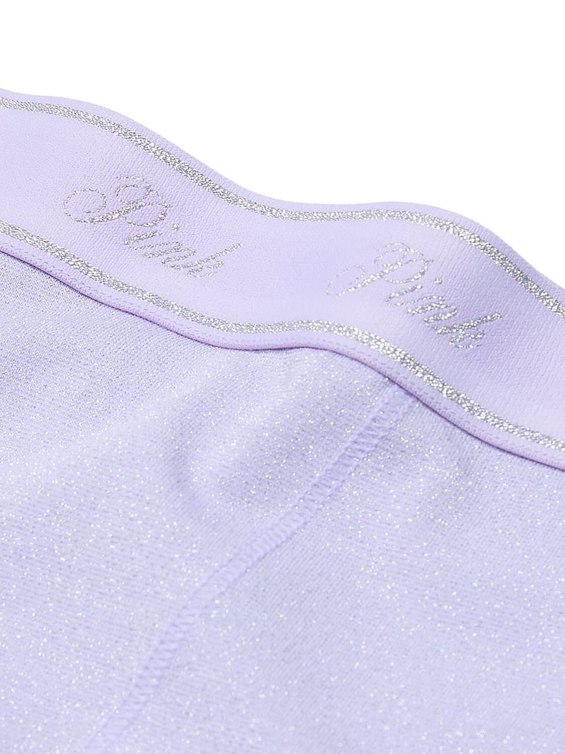 vs Pink Logo Cotton Shimmer High-Waist Boyshort Panty Purple Cloud Sparkle Knit 4 of 4 