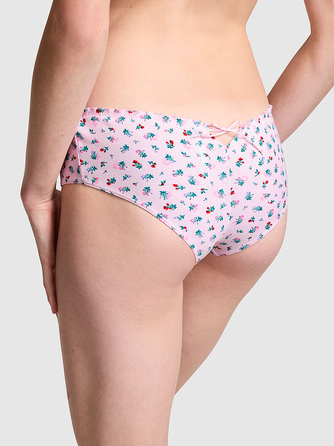vs Pink Cotton Back-Tie Cheeky Panty Pink Tulip Floral Print 2 of 3 