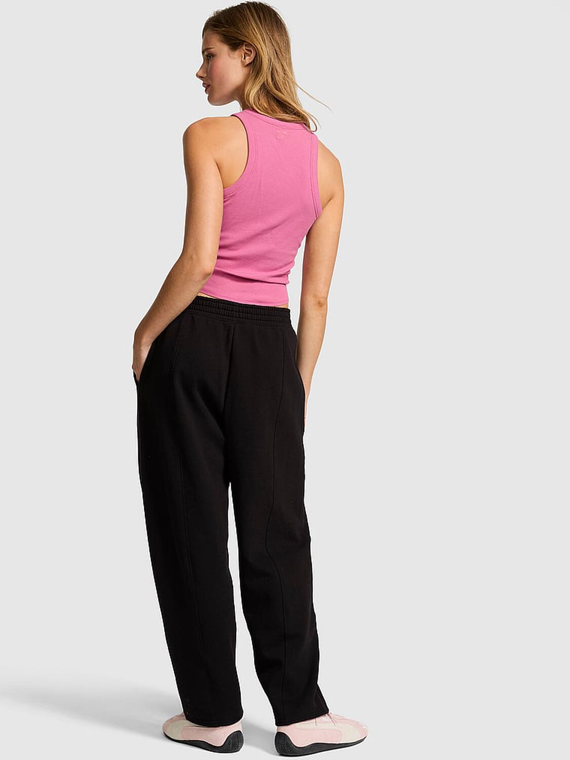 vs Pink Campus Fleece&trade; Seamed Barrel Sweatpants Pure Black 2 of 3 