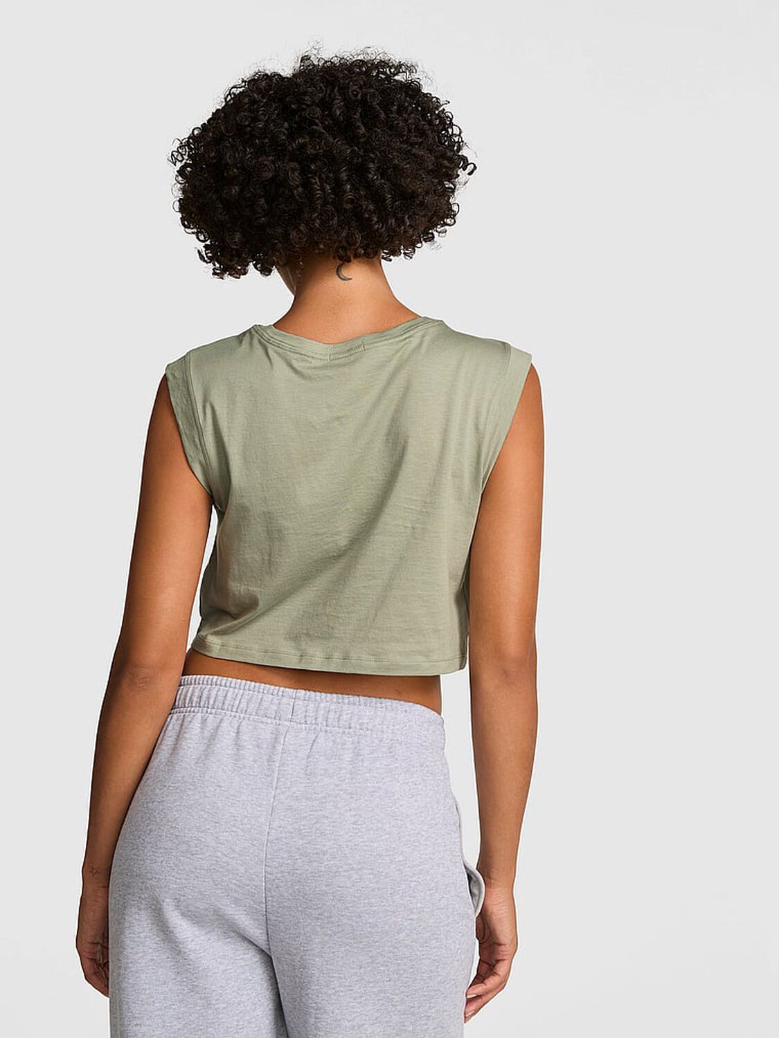 vs Pink Light as Air Jersey Cropped Tank Top Slate Green 2 of 2 