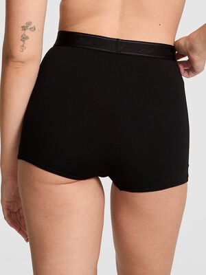 Logo Cotton High-Waist Boyshort Panty