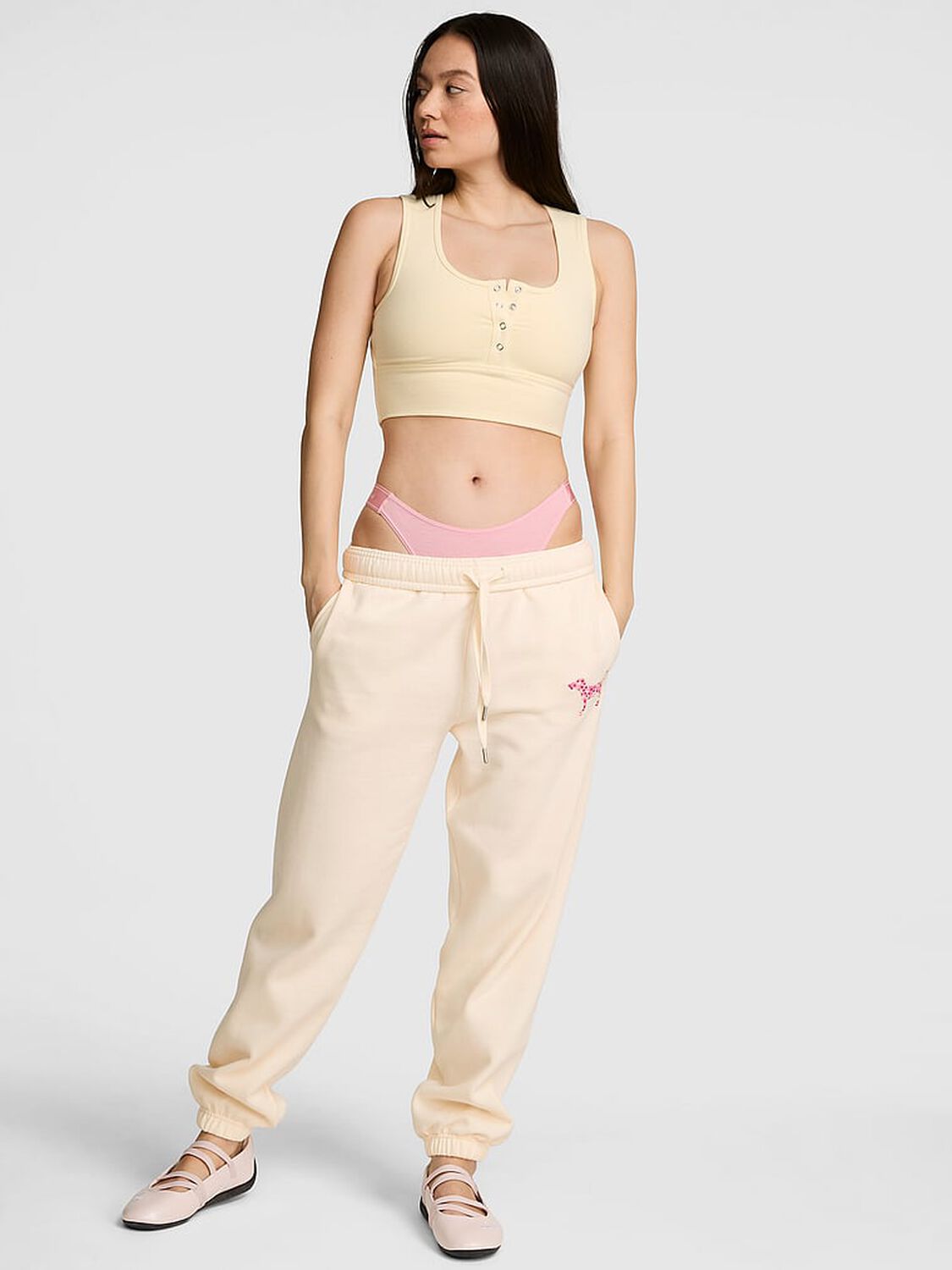 vs Pink Campus Fleece&trade; Sweatpants Winter White 1 of 3 