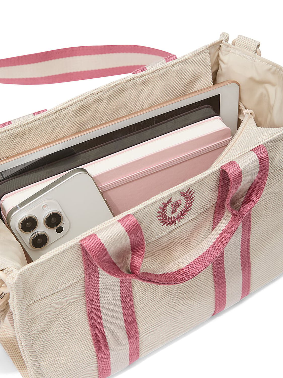 vs Pink Mini Crossbody Canvas Tote Bag Natural Canvas 4 of 4 