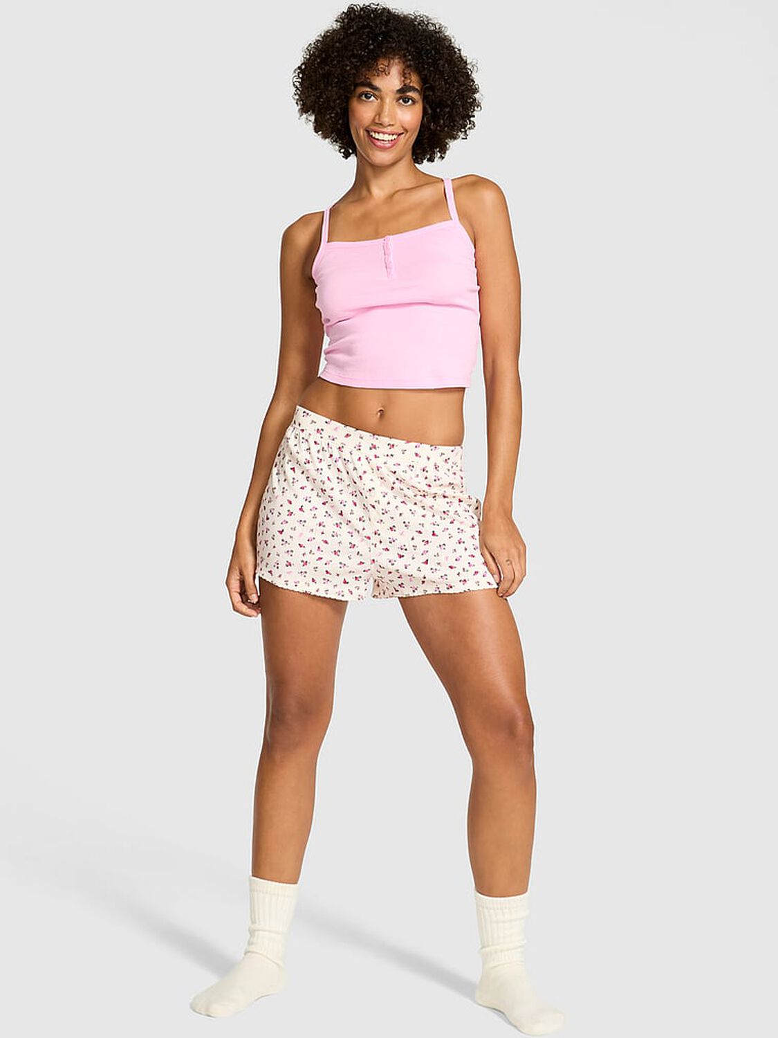 vs Pink Pointelle Boxer Shorts Print 1 of 3 
