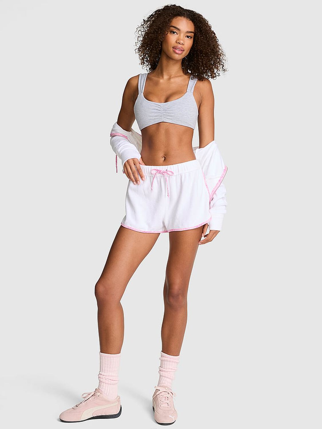 pink Pink Terry Cover-Up Shorts White 1 of 3 