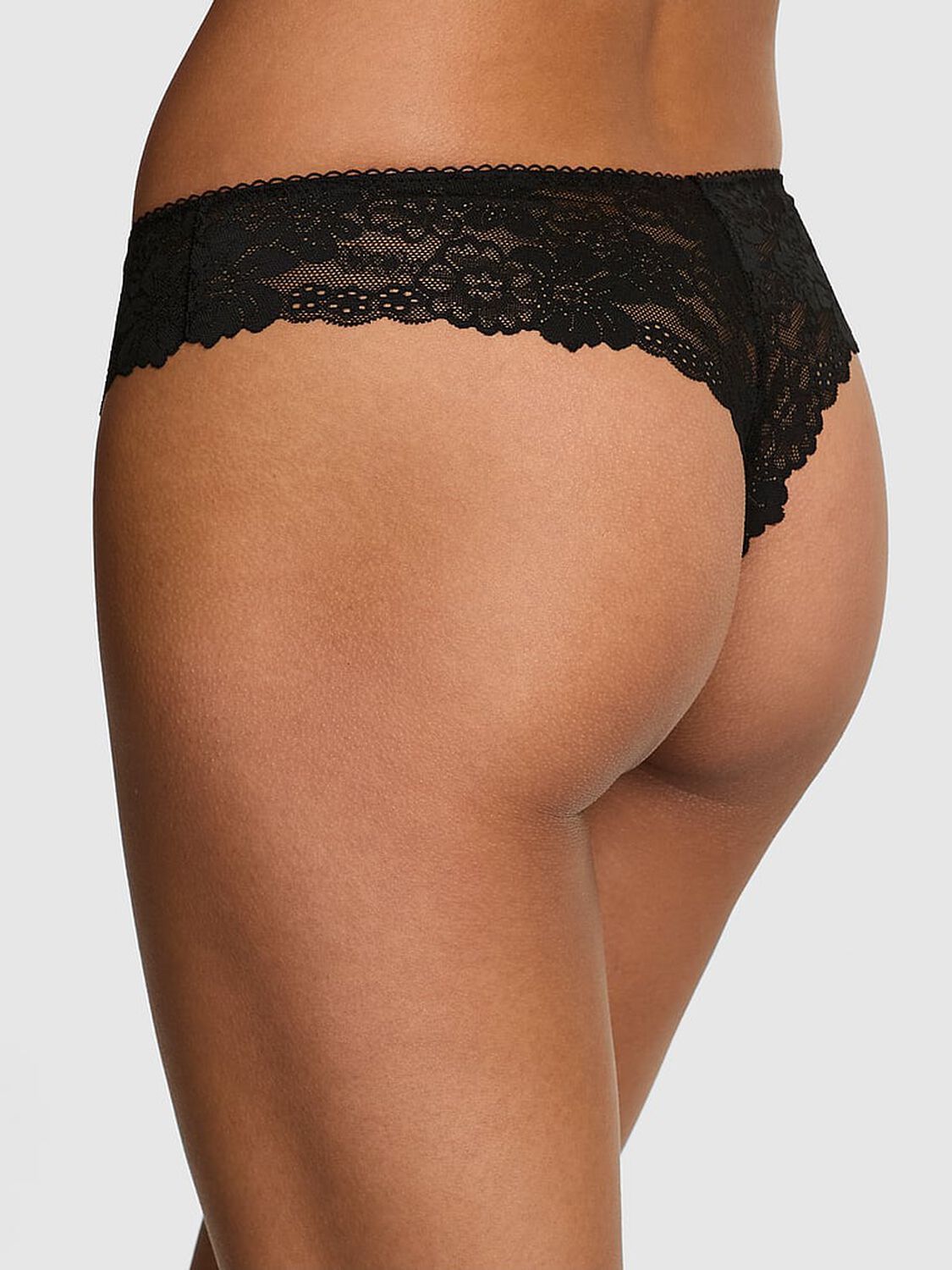 vs Pink No-Show Thong Panty Pure Black 2 of 3 
