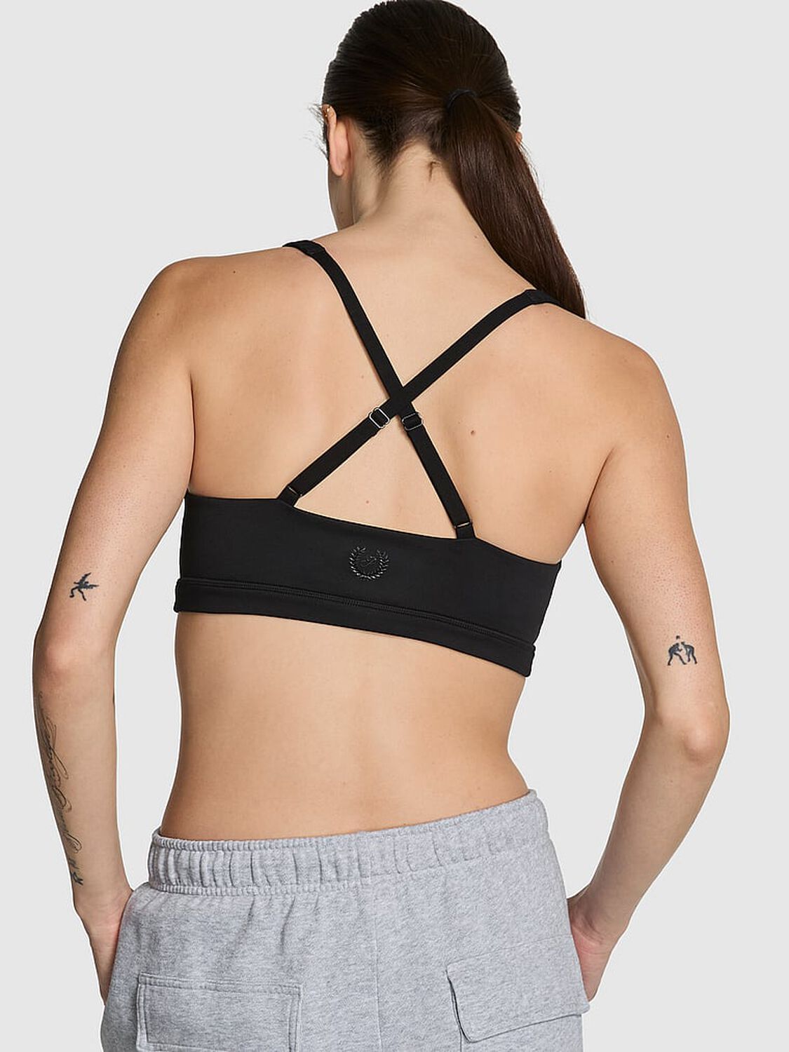 vs Pink PINK Relay&trade; Criss-Cross Plunge Sports Bra Pure Black 2 of 3 