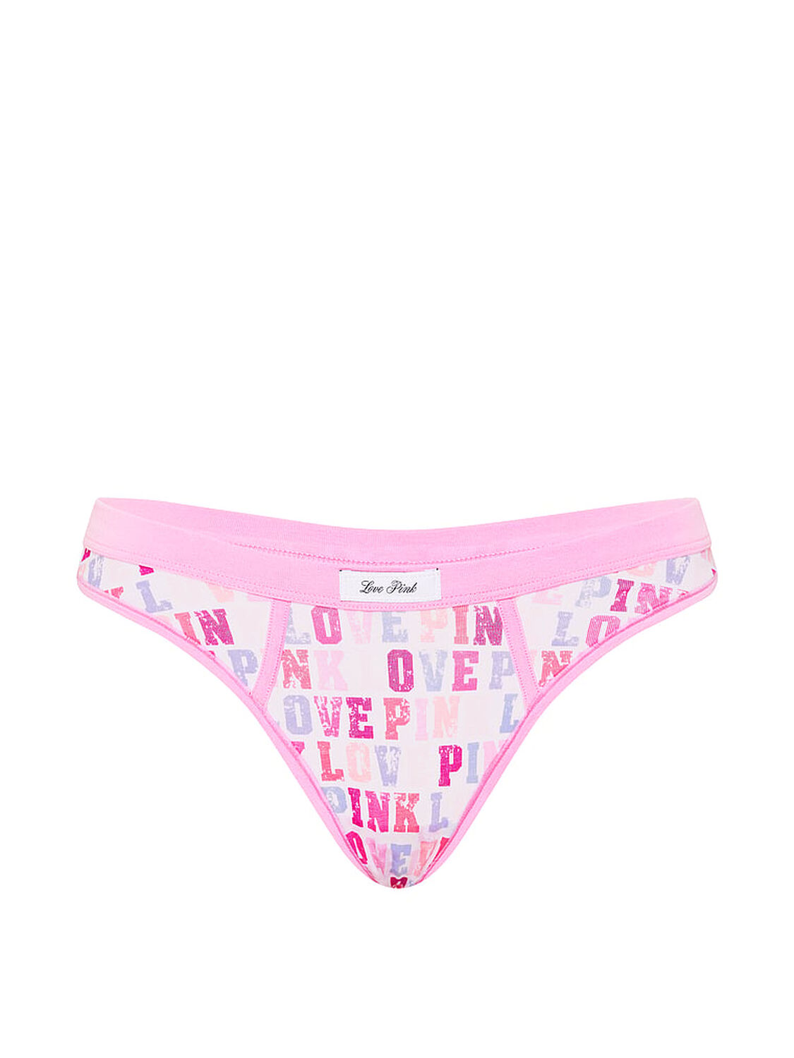 vs Pink Cotton Thong Panty White With Love Pink Print 3 of 3 