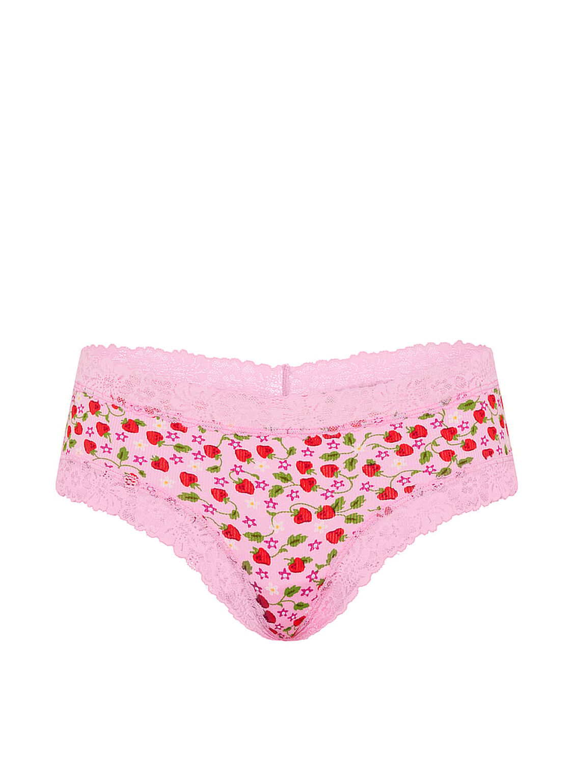 vs Pink Cotton Lace Trim Cheeky Panty Pink Lollipop Strawberry 3 of 3 