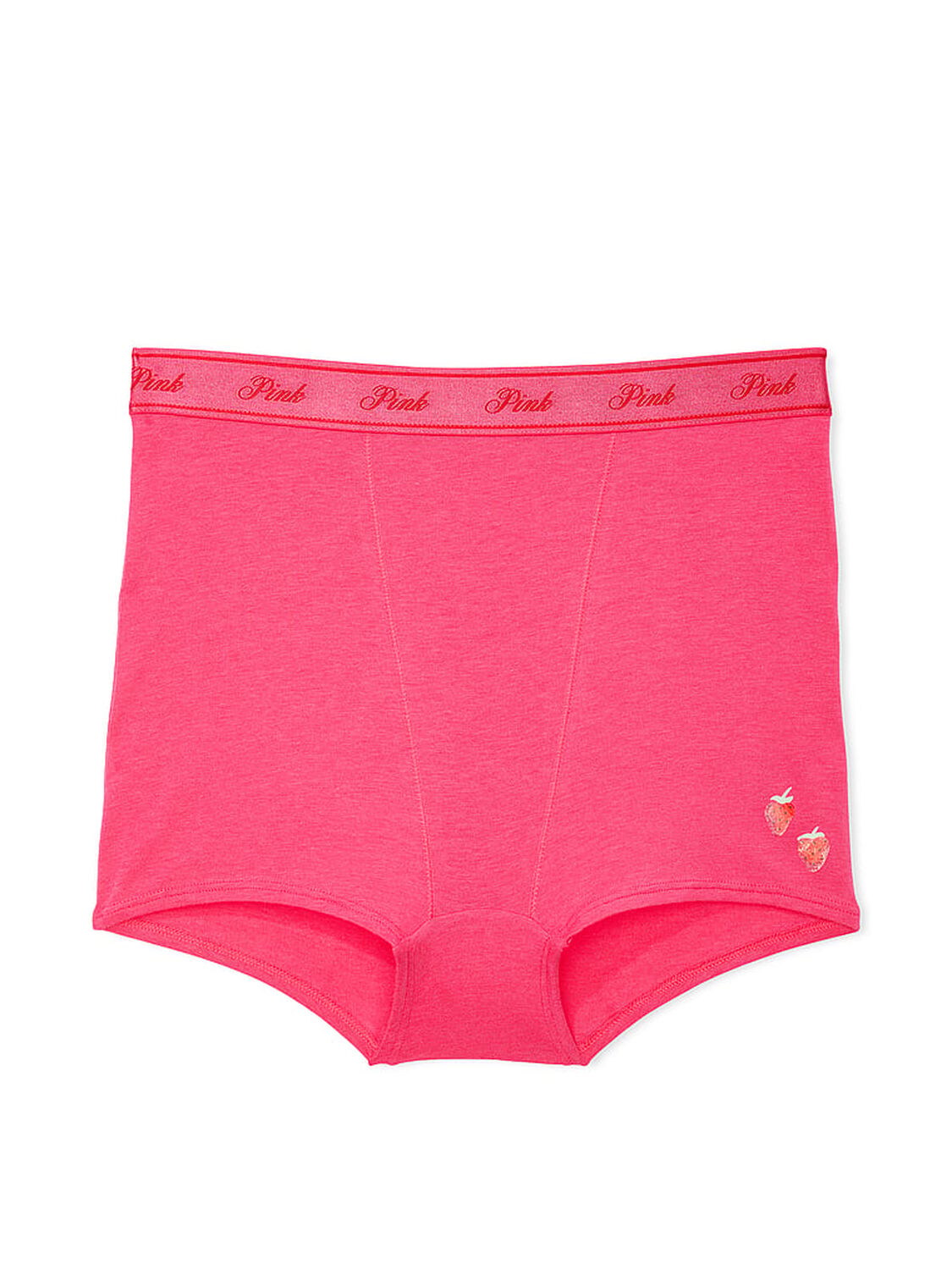 vs Pink Logo Cotton High-Waist Boyshort Panty Double Bubble Strawberry Graphic 1 of 2 