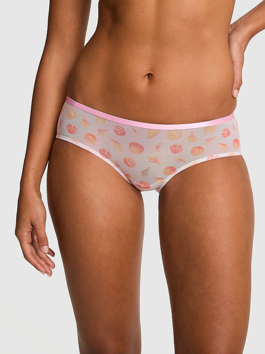 vs Pink Mesh Hiphugger Panty Bliss Seashell Print 1 of 2 