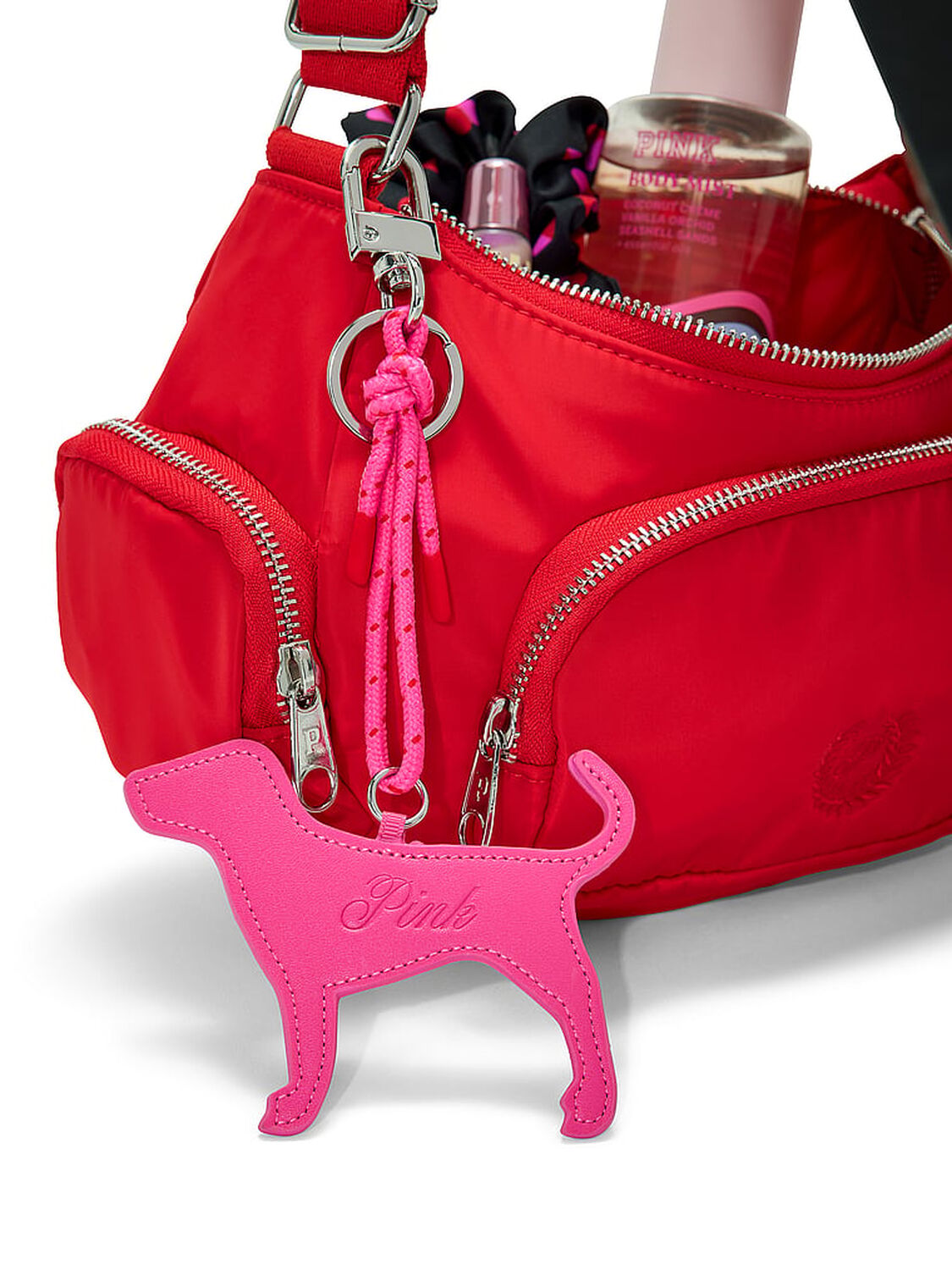 vs Pink Corded Dog Keychain Charm Pink Twirl 2 of 2 