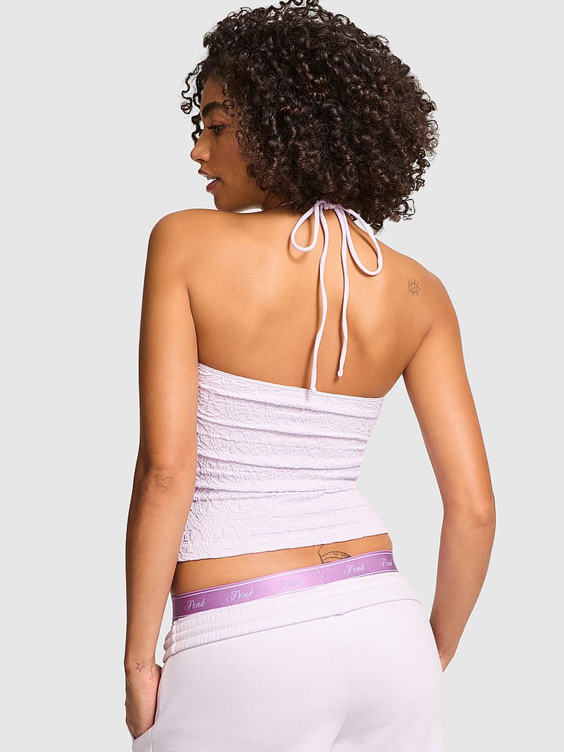 vs Pink Floral Jacquard Keyhole Halter Top Purple Whisper 2 of 3 