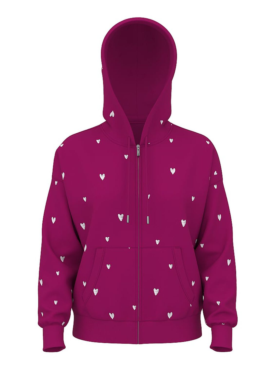vs Pink Campus Fleece&trade; Full-Zip Hoodie Magenta Rose Hearts Vday 3 of 4 