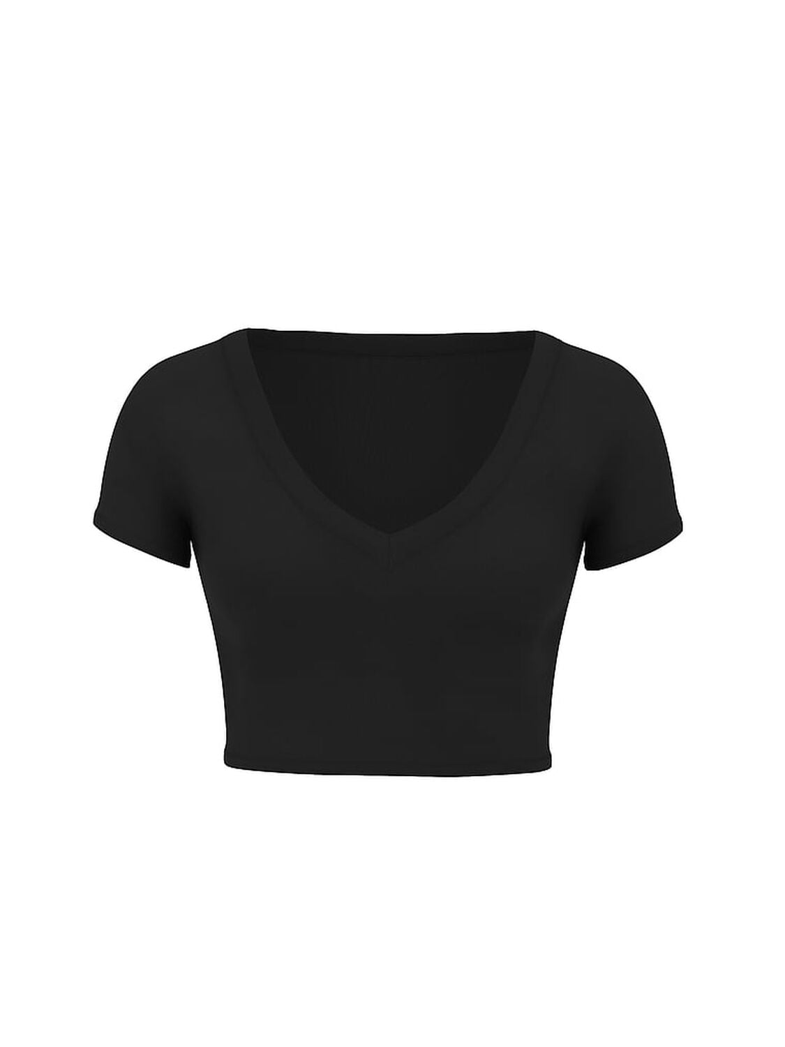 pink Pink All-Day Cotton V-Neck Cropped Tee Pure Black Wash 3 of 3 