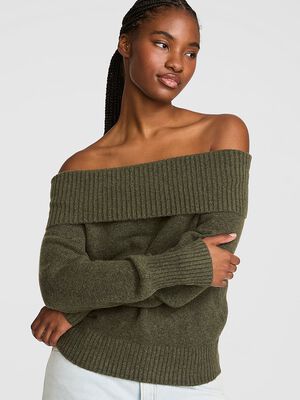 Comfy Girl Oﬀ-The-Shoulder Foldover Sweater