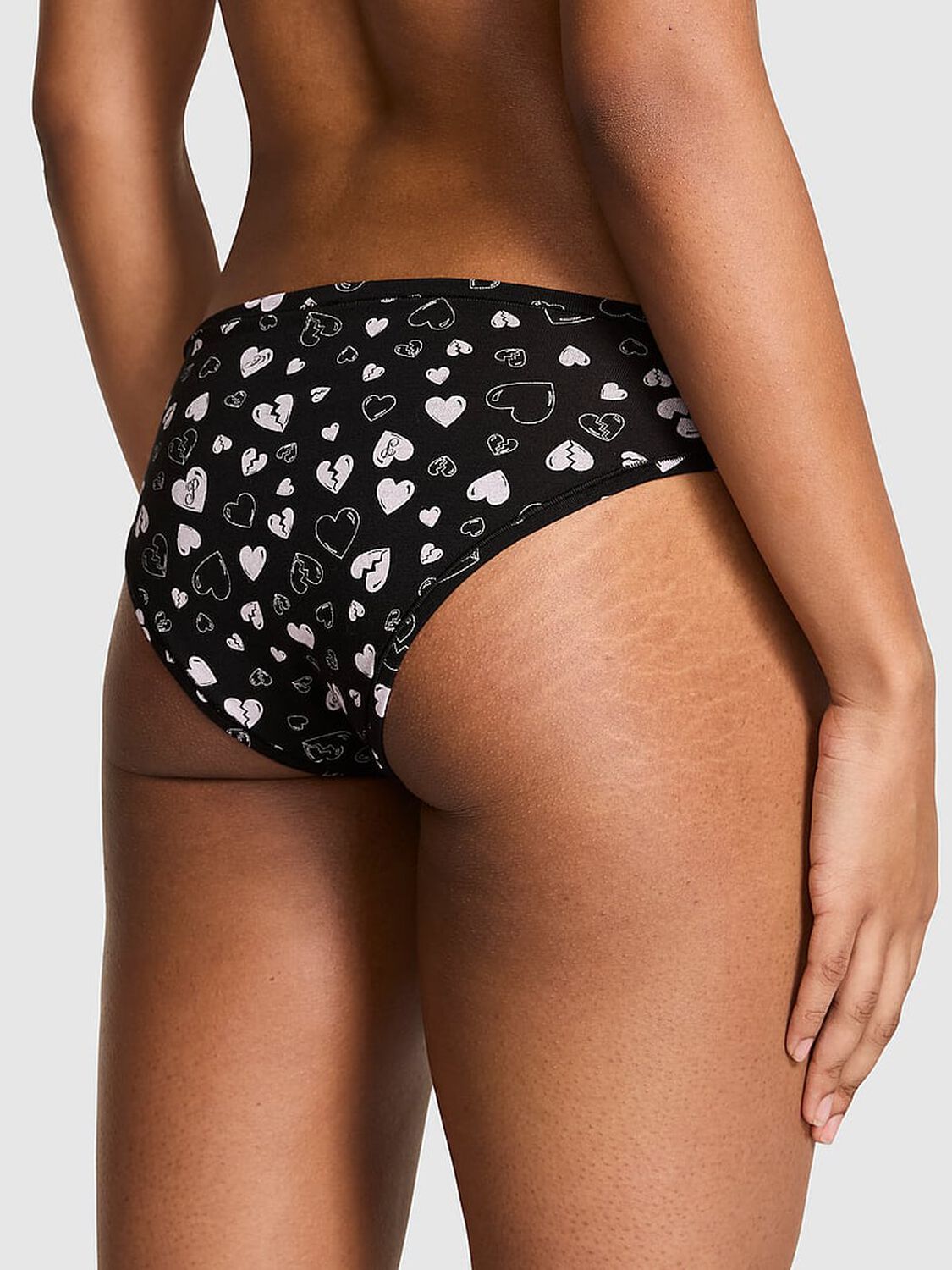 vs Pink Cotton Cheeky Panty Black Broken Hearts Print 2 of 3 