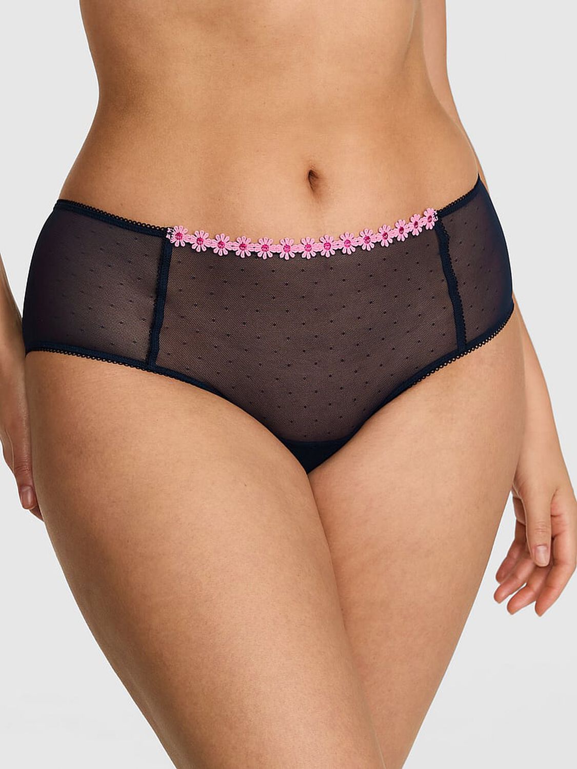 vs Pink Lace Cheeky Panty Noir Navy 1 of 3 