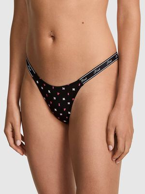 Logo Cotton High-Leg Micro Thong Panty